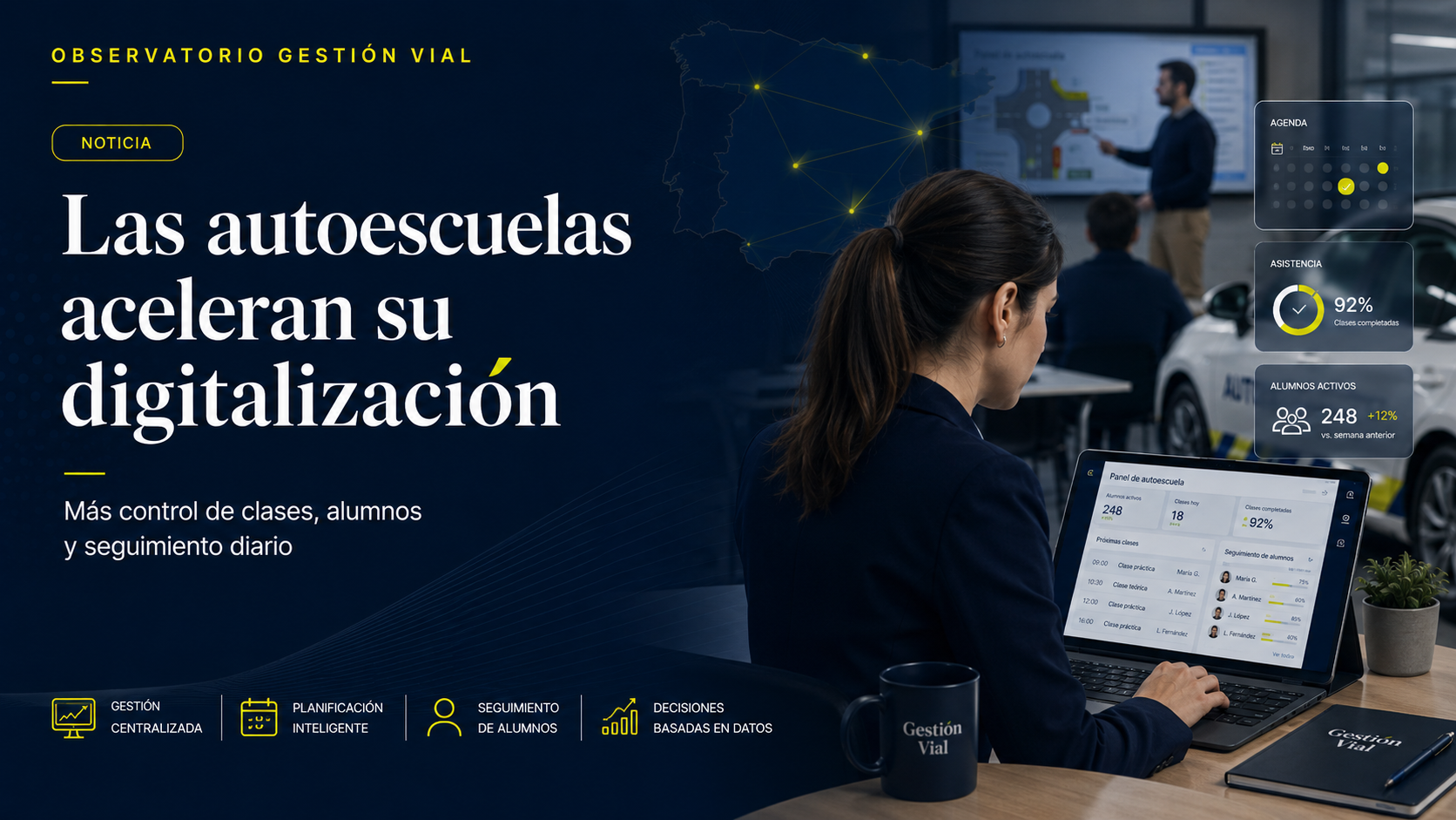 Autoescuela utilizando herramientas digitales para organizar clases y alumnos