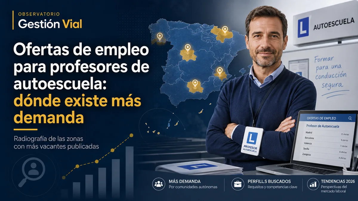 Mapa de España con ofertas de empleo para profesores de autoescuela